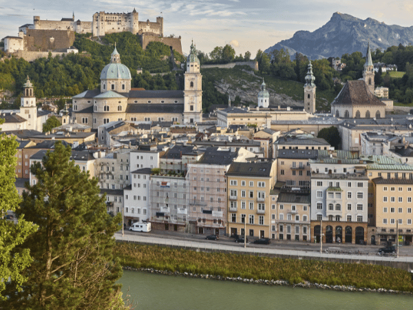 Aerial view of Salzburg and historic fortress – DMC in Austria event planning