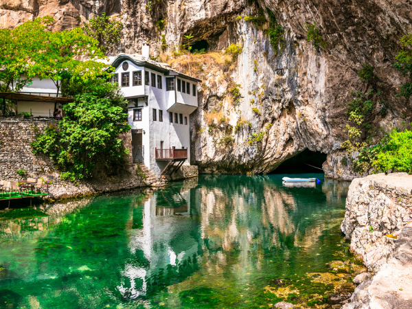 Blagaj Tekija monastery in Bosnia and Herzegovina – historic architecture on Buna River