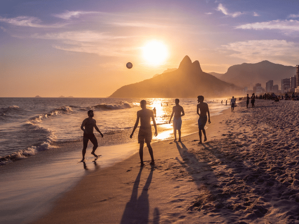 Ipanema Beach in Rio de Janeiro, Brazil, a must-visit destination with a DMC in Brazil, featuring golden sand and stunning ocean views.