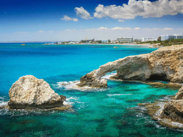 Sea caves and natural rock bridge near Ayia Napa coastline – DMC Cyprus