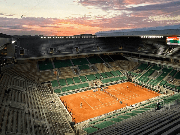 Aerial view of a tennis tournament in France organized by a DMC
