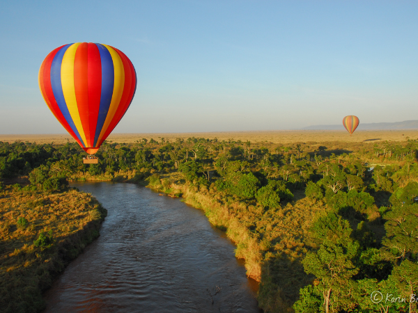 A scenic balloon safari over the Maasai Mara, an unforgettable adventure curated by a DMC in Kenya.