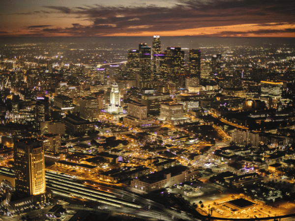 Aerial view of Los Angeles arranged by a DMC in USA for corporate clients