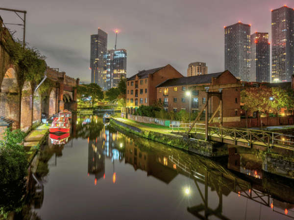 The Castlefield area in Manchester, showcasing urban experiences and events arranged by a DMC in Britain.